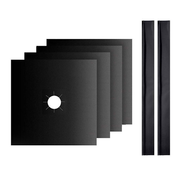 4 stk/sæt Gaskomfur Protector Liners Komfur Protector SORT Black
