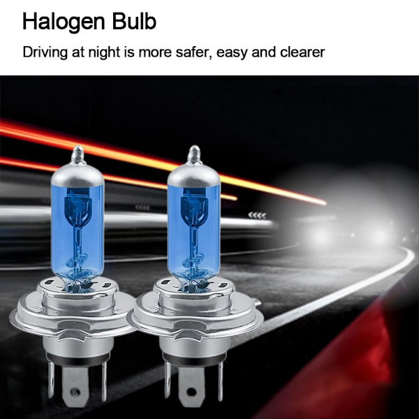 2 stk hvid xenon halogen pære bil pærer H4