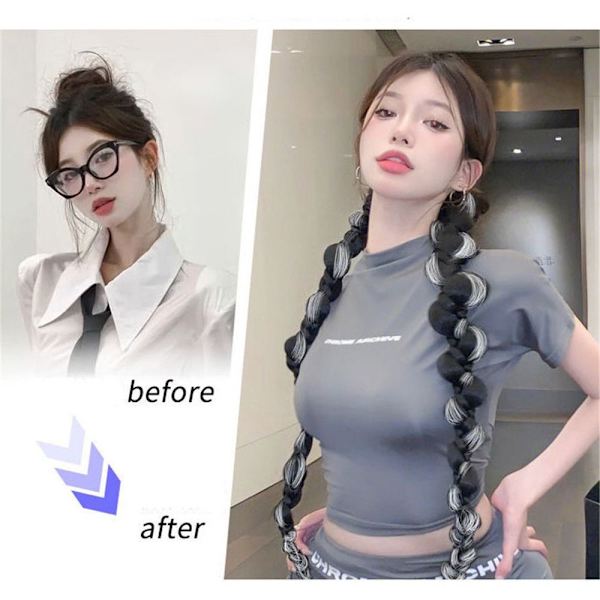 Pitkät nyrkkeilypunos Peruukki Bubble Braid D 1KPL D 1KPL D 1PCS