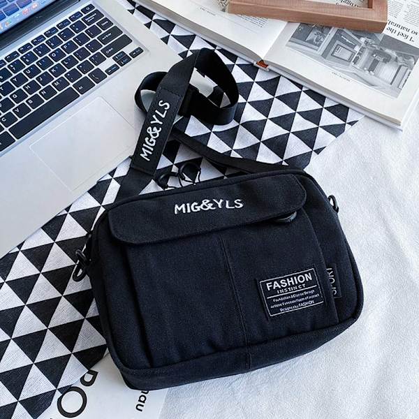 Naisten olkalaukku Casual Kangaskassi Canvas Käsilaukut MUSTA black