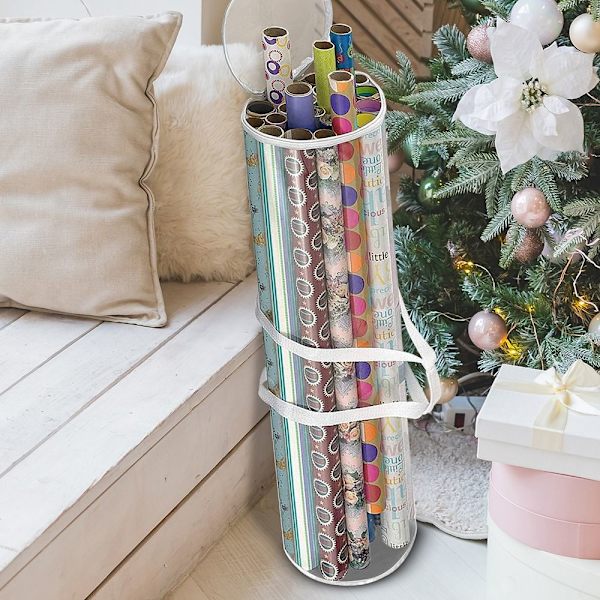 Förvaringsväska för julklappspapper, födelsedagspresentpapper white