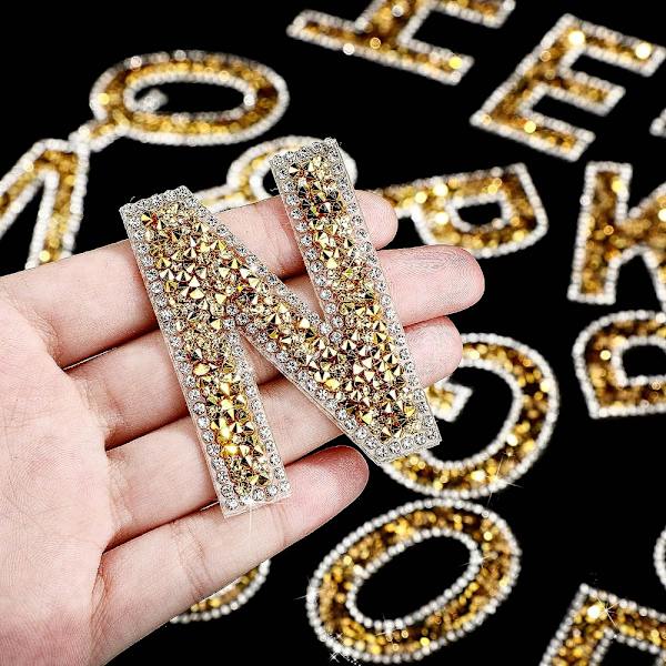 52 stykker Rhinestone Letter Stickers A-Z Letter Glitter Sticker