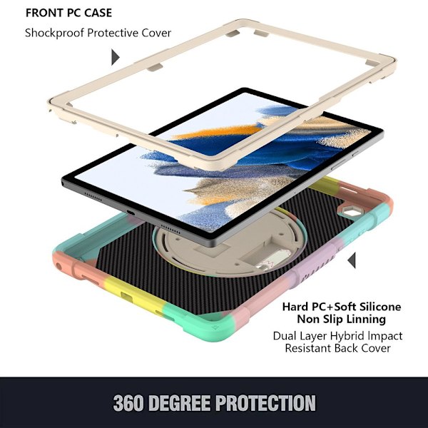 360 roterende beskyttelsesveske til Samsung Galaxy Tab A8 SVART black