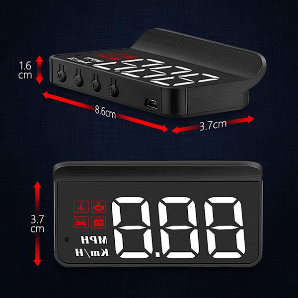Bil GPS HUD HUD Projektor Display Digital hastighetsmätare Black