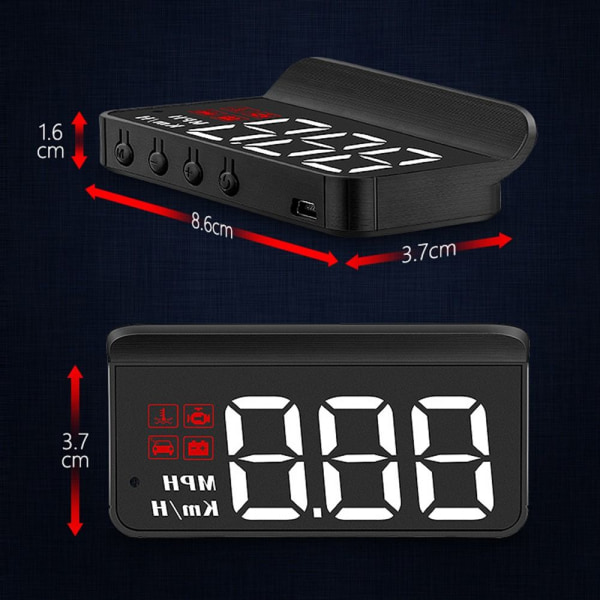 Bil GPS HUD HUD Projektor Display Digital Speedometer Black