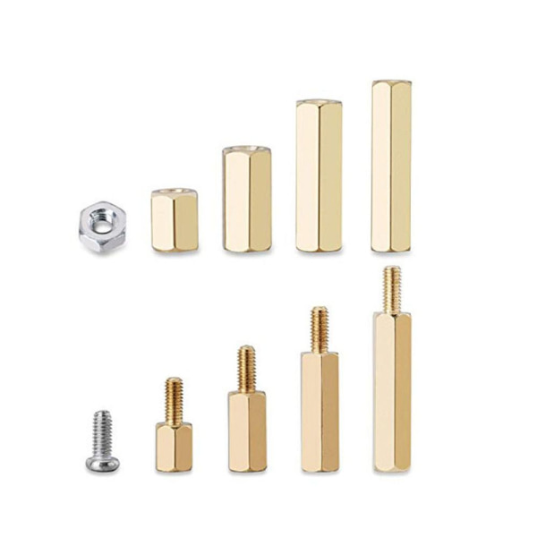 180 st Hex Mässing Spacer Sortiment Kit Standoff skruvmutter