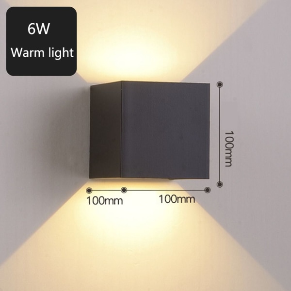 LED Vegglampe Vegglys SORT 6W 6W Black 6W-6W