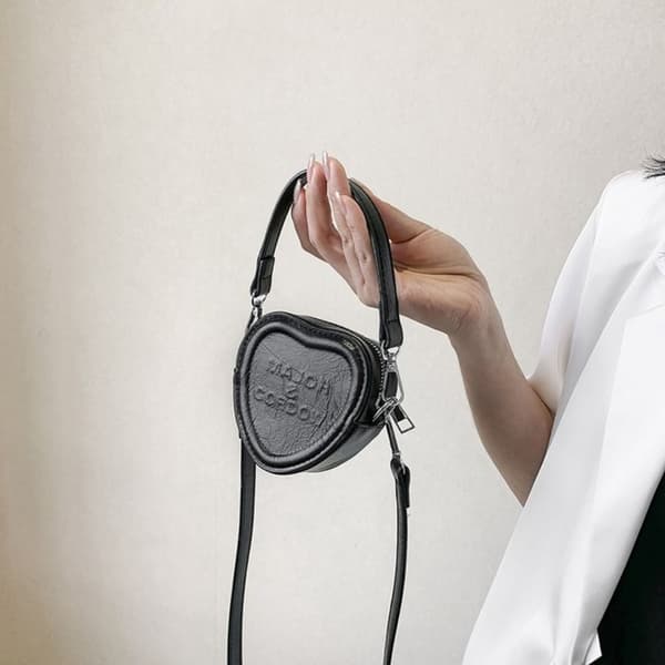 Søde hjerteformede mini crossbody tasker Trend koreansk mode silver