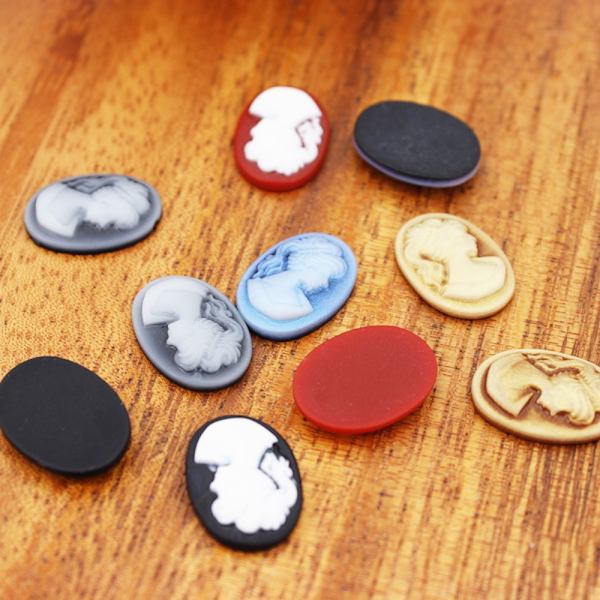 50 kpl Resin Lady Head Cameo Flat Back Cabochons Undrilled Cameo