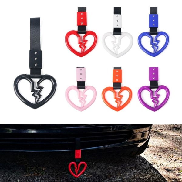 Tow Ring Broken Heart Shape Strap SVART black