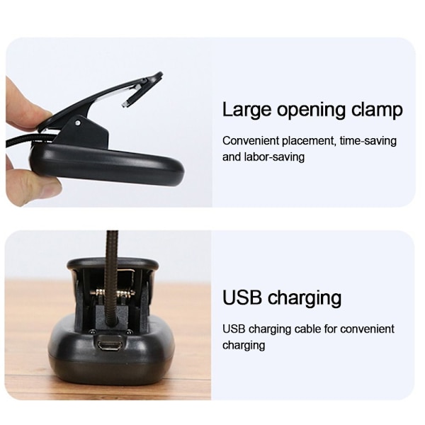 LED Book Light Clip Leselampe OPPLADBAR OPPLADBAR Rechargable