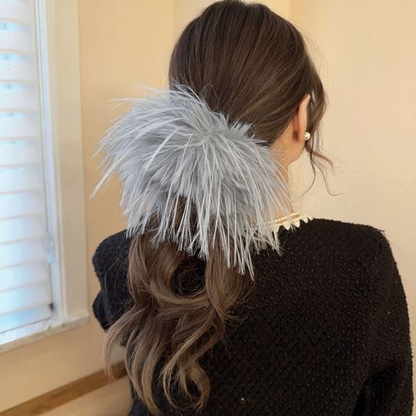Feather Hair Claw Feather Hårbånd GRÅ B B grey B-B