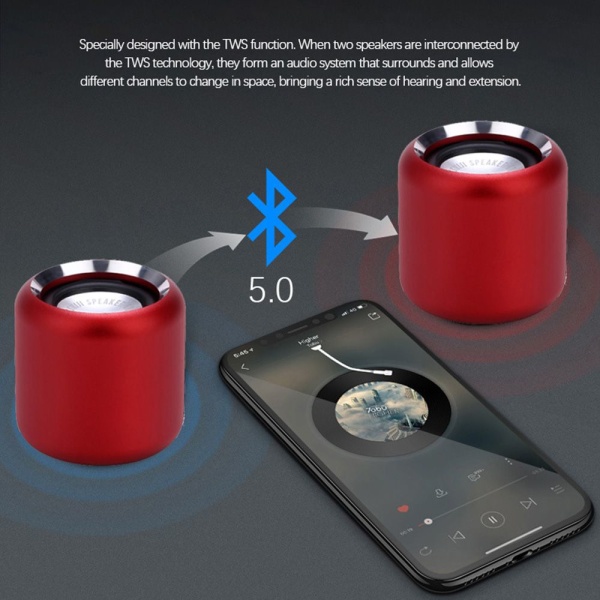 Mini langaton Bluetooth -kaiutin musiikkisoitin MUSTA Black