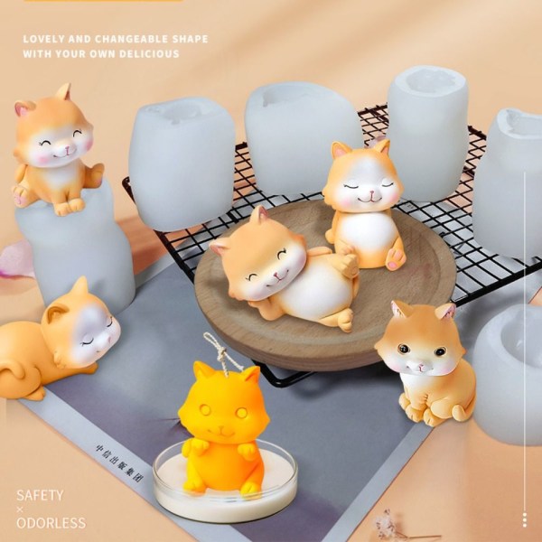 3D Cat Candle Form 3D Art voksform 3 3 3