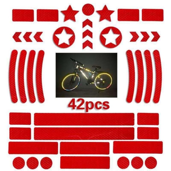 42 STK Cykel Reflekterende Klistermærke Advarselsmærkater RØD Red