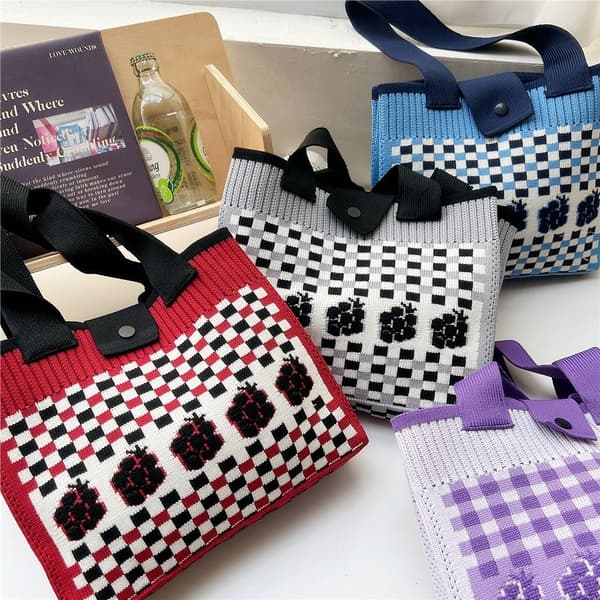 Knitting Bag Kangaskassi PUNAINEN red