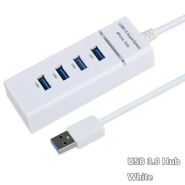 USB 3.0 Hub Expander 4 Ports Splitter White