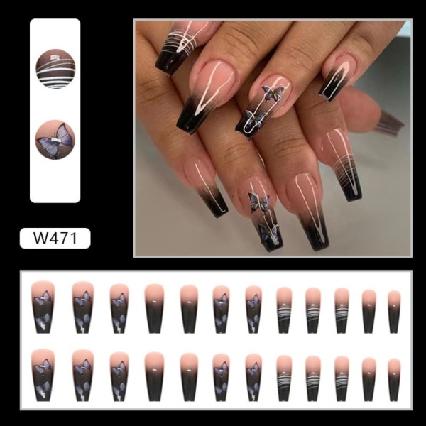 24stk Fake Nails Long French W491 W491 W491