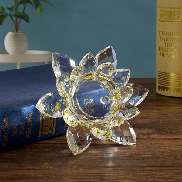 Kristall Lotus Flower Figurine Lotus Flower Ornament GUL yellow