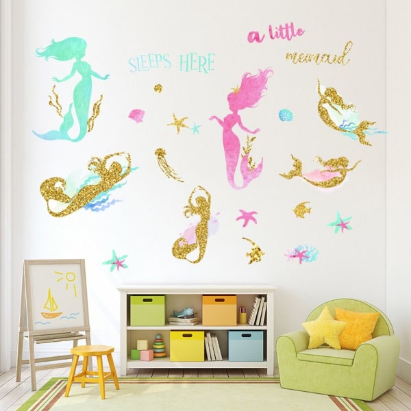 Mermaid Wall Decals Girls Wall Decals Peel and Stick