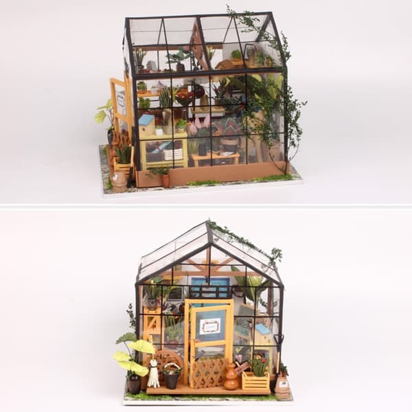 Miniatyr Dockskåp DIY Stuga Trä Dockhus Kit