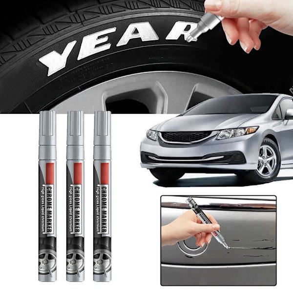 6 ST Krom Spegel Finish Paint Pen Creative Marker SILVER Silver