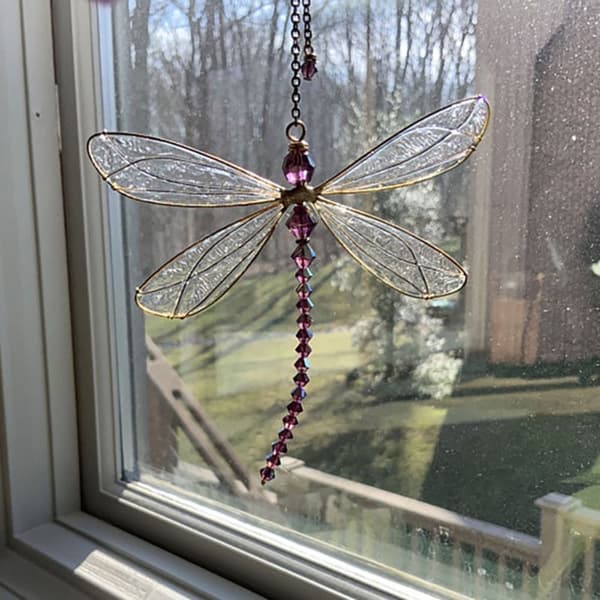 Dragonfly Pendant Sun Catcher DRIP GLUE STYLE DRIP GLUE STYLE Drip Glue Style