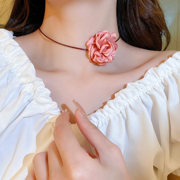 Rose Flower Choker Big Rose Halskæde PINK pink adff | pink | Fyndiq