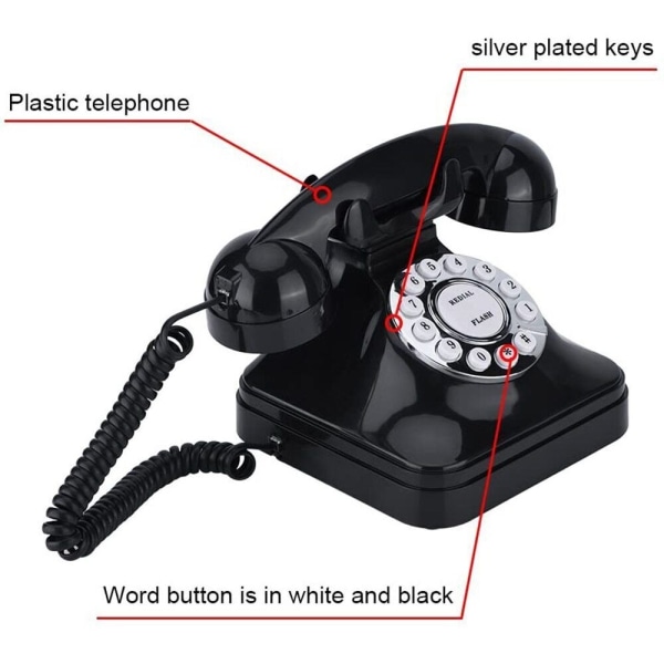 Vintage fast telefon i retrostil hemtelefon med sladd