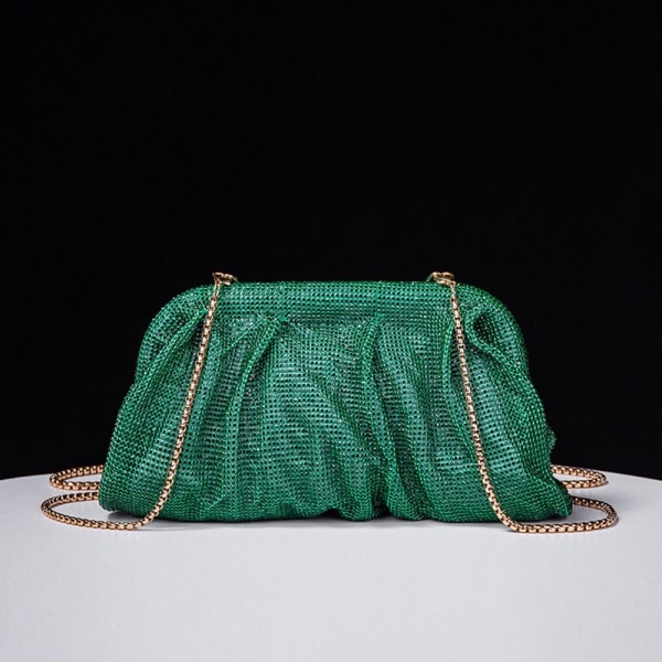 Shiny Rhinestones Handle Bag Evening Clutch Bag GRØNN green
