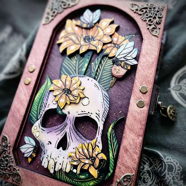 Skull Hidden Key Journal Keepsake Memory Journal 02 02 02