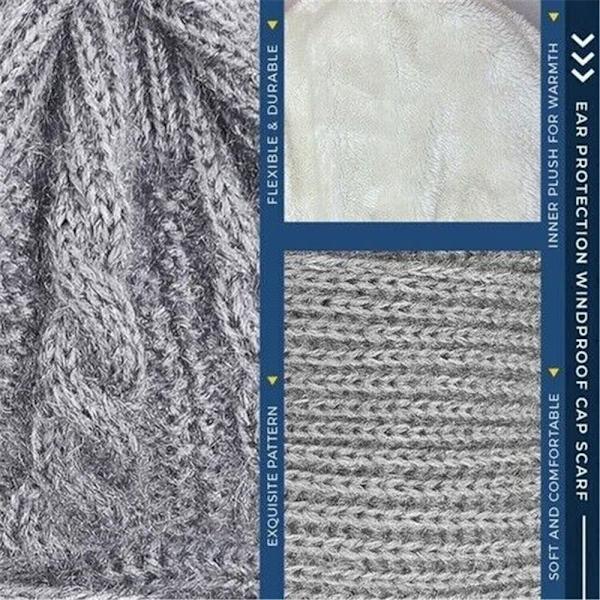Integrert Cap Skjerf Beanie Hat Skjerf BEIGE Beige