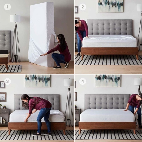 6-sidet madrasbetræk Vandtæt sengetøj GRÅ TWIN TWIN grey Twin-Twin