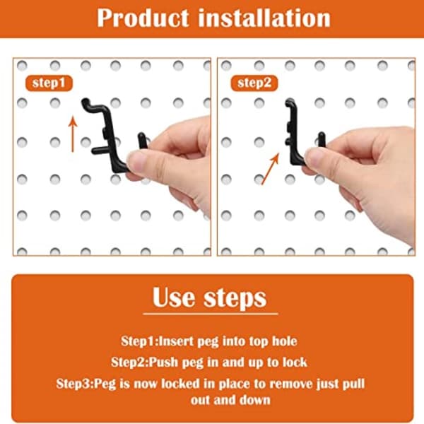 30stk Pegboard Kroker J Form Låsekroker