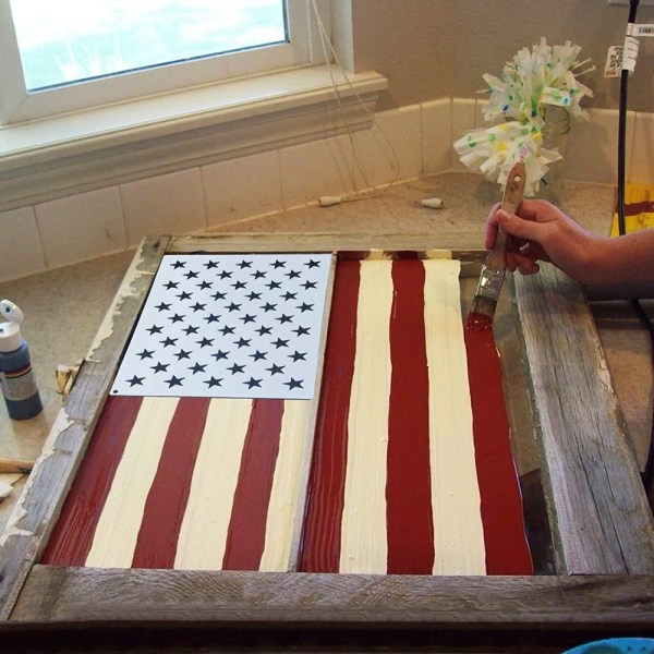 stjernestencil amerikansk flag stencil til maling på lærred