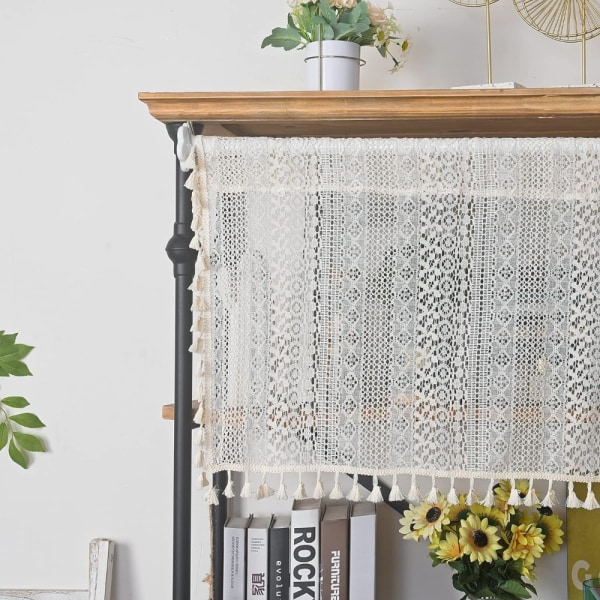 1 st Bohemiska Gardiner Macrame Valance Spetsgardiner med Beige 1 Pcs-1 Pcs