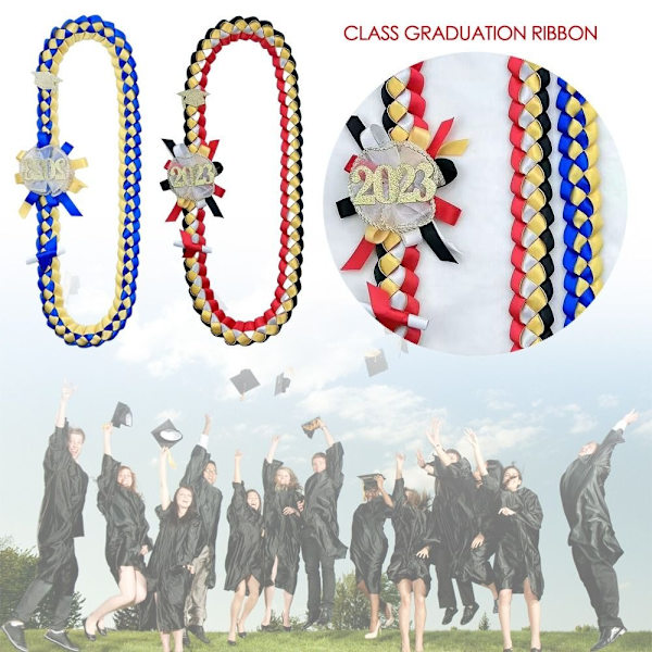 Graduation Leis Glitter Pins kanssa Luokan valmistumisnauha PUNAINEN Red