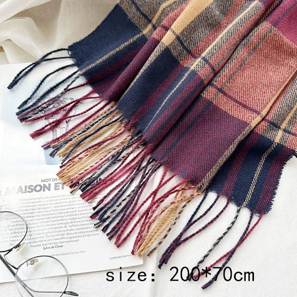 Cashmere klassisk rutete skjerf Overdimensjonert Tartan-skjerf A A A