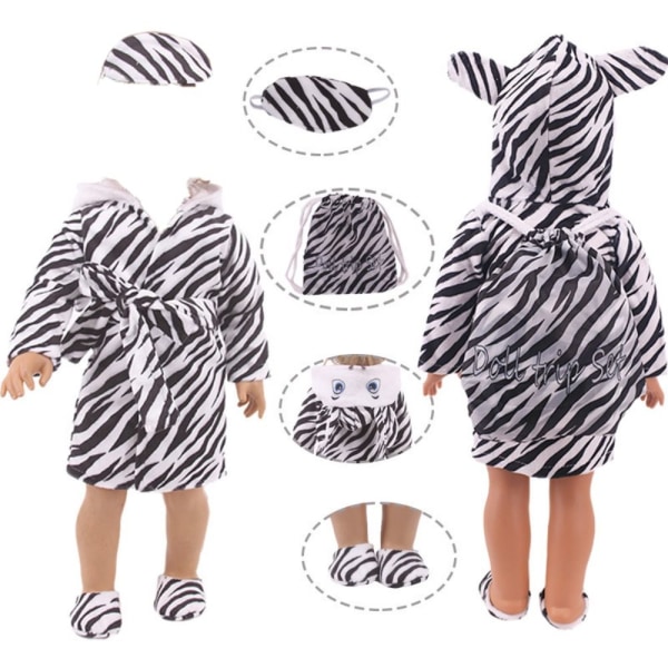 6STK Dukke Soveposesett Putelapp Tøffel ZEBRA ZEBRA zebra