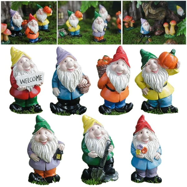 2 STK Mini Gnome Figurer Miniatyr Dverger Statue 2 2 2