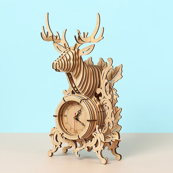 Deer Clock Puslespil Legetøj Konstruktør Stiksav