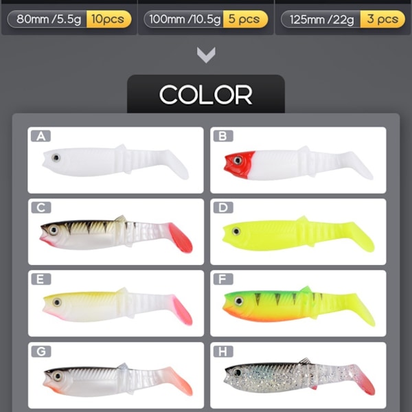 5 st Fiskedrag Fiske Mjuka beten C C C