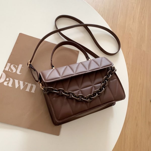 Rutig Axelväska Crossbody Väskor KAFFE coffee