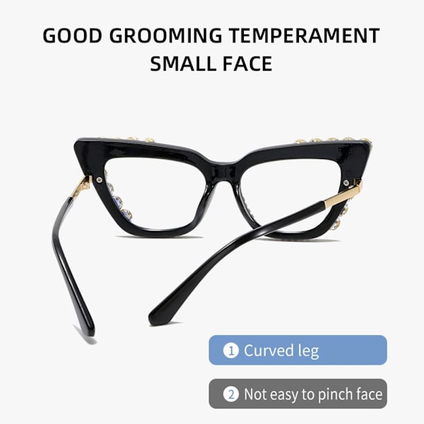 Kvinders Rhinestone Cat Eye Clear Lens Briller Damebriller C2