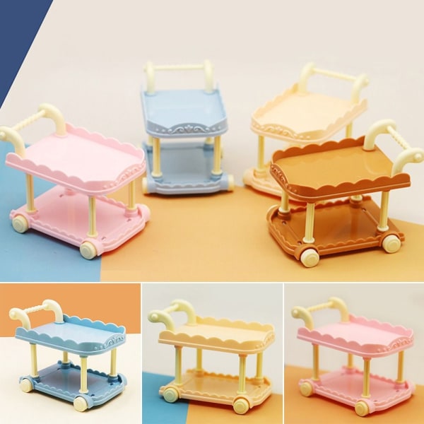 Dukkehus Miniaturemøbler 2-lags Trolleyvogn BLÅ Blue