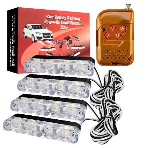 Bil LED-ljus Varningslampa VIT&RÖD white&red