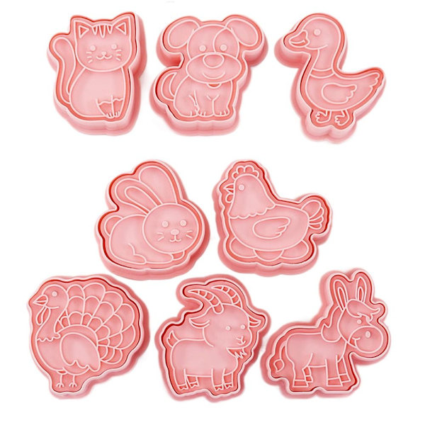 8 stk/sæt Kikseform 3D Cookie Cutter Bageform