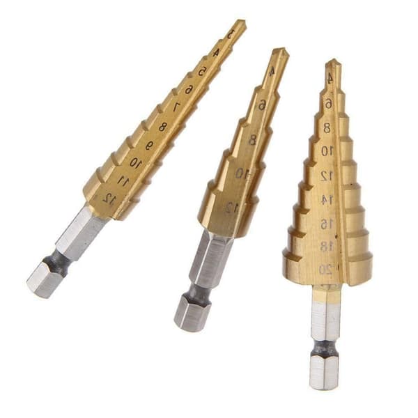 3 STK HSS Step Drill Bit Cone Titanium Bit Set Metall Hullkutter