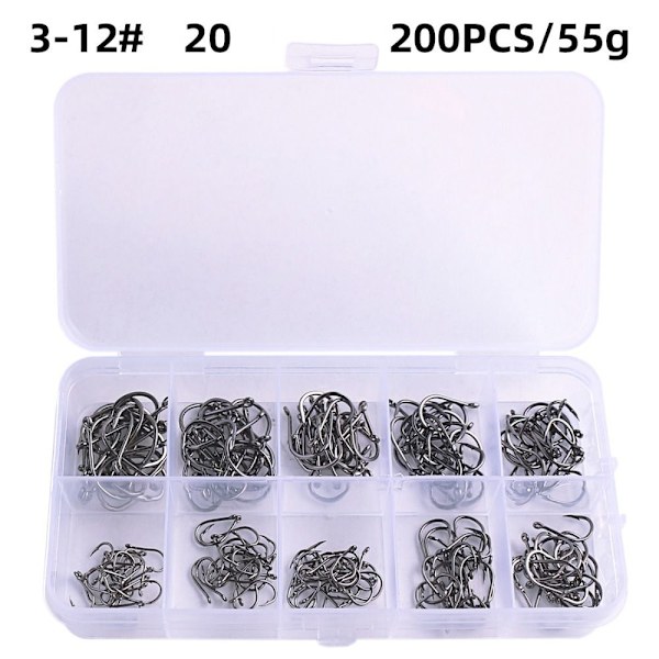 High-carbon stål fiskekrog Hawksbill Enkelt krog 200STK 200STK 200PCS