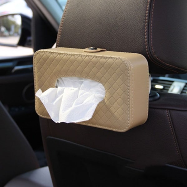 Car Tissue Box Tissue Holder BEIGE STRAP-ON VERSION STRAP-ON Beige Strap-on version-Strap-on version